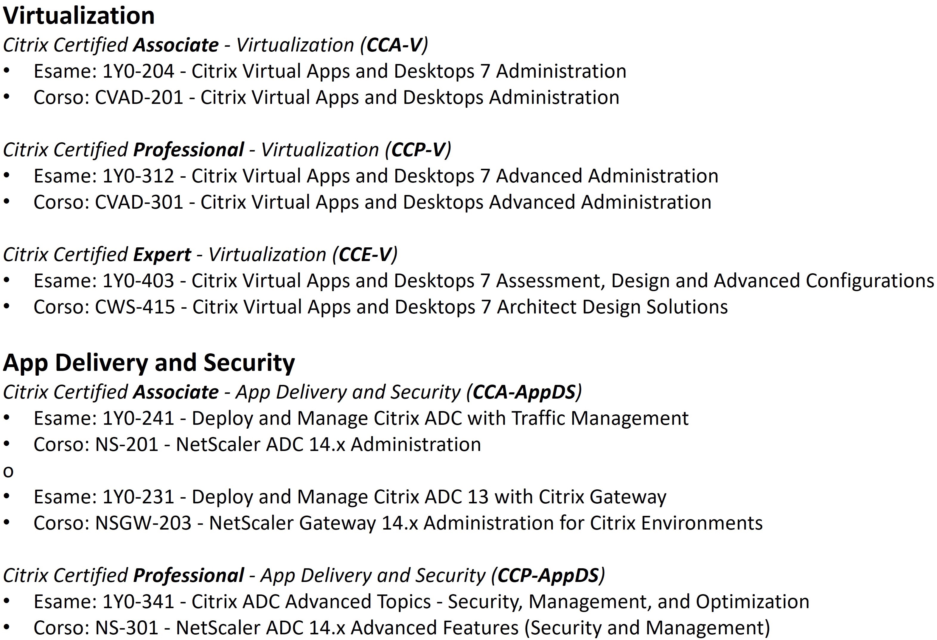 Certificazioni CItrix - Networking